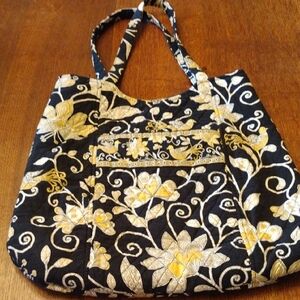 Vera Bradley Black and Gold Tote with Elegant Floral Design